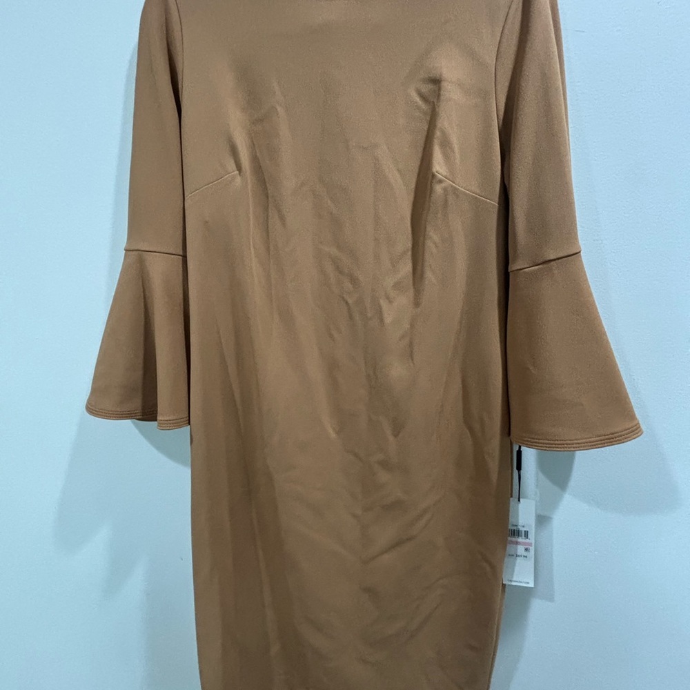 Calvin Klein Tan Long Sleeve Dress